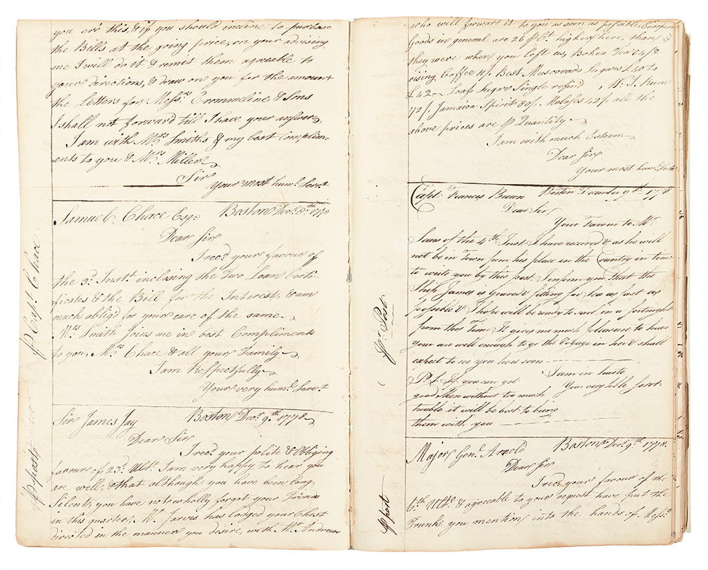 (AMERICAN REVOLUTION--1775.) Smith, Paschal N. Letterbook of a Boston merchant and privateer agent during the Revolution.